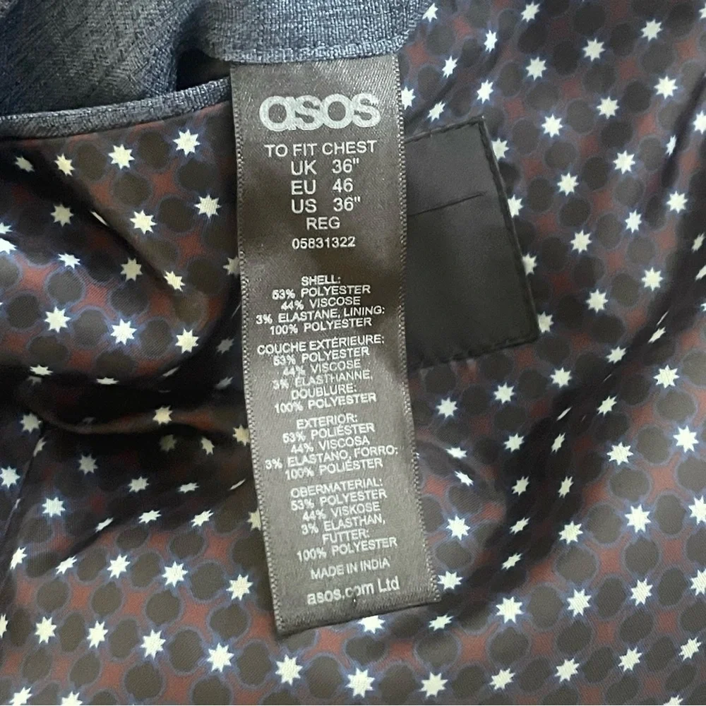 ASOS Suit Jacket & Vest Double Breasted in Blue Melange / Size 36 38 - Picture 12 of 13